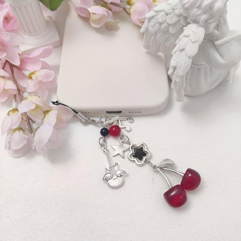 cioatu 1-4PCS Cute Phone Charms Aesthetic Y2K Cell Phone Charms Strap Pink Strawberry Butterfly Star PhoneCharm Y2K Accessories for Bag Keychain Airpods Camera Pendants Decor - Image 2
